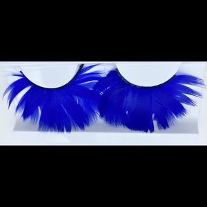 dorisue blue feather eyelashes Halloween makeup